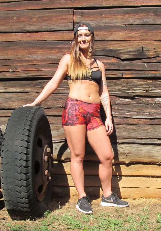 Red Snakeskin Short